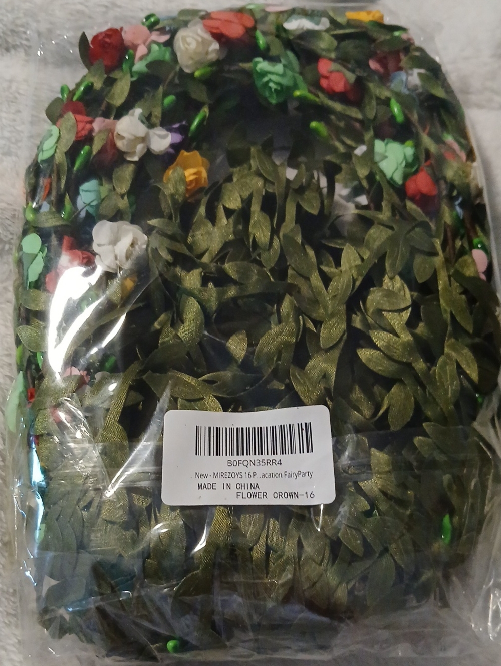 16 Leaf Vine Flower Crowns with Multicolor Blossoms